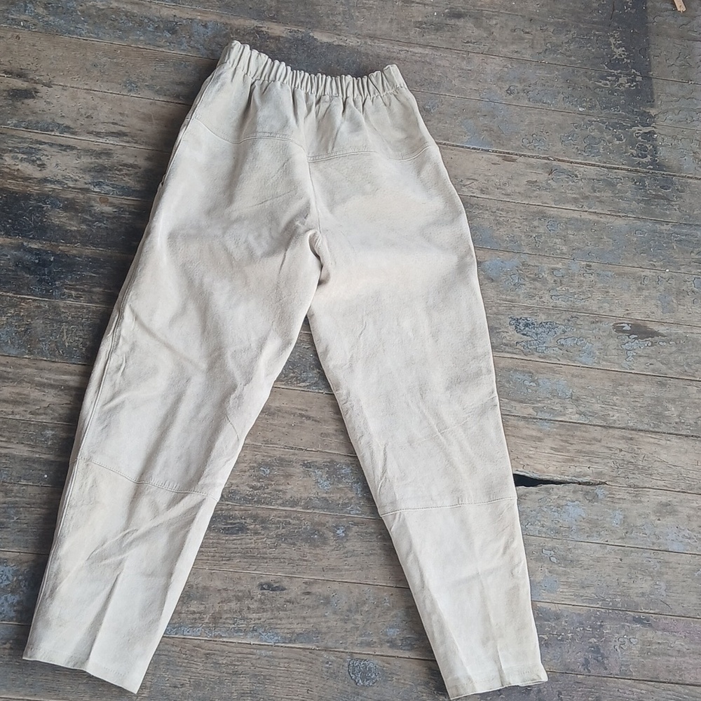 EUC Toffs Genuine Leather Tan Pull On Pants Size Small - Picture 5 of 7